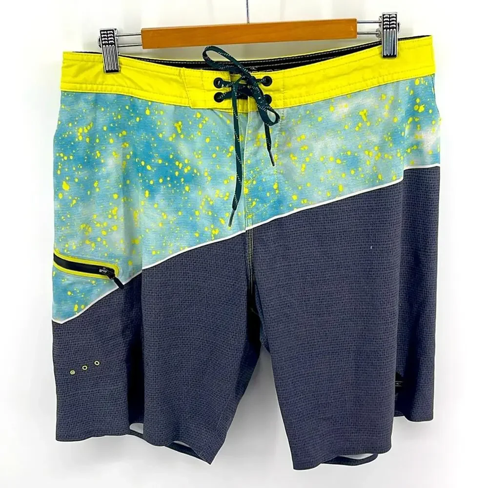 O’Neill Hyperfreak printed unlined surf beach swim board shorts sz 33